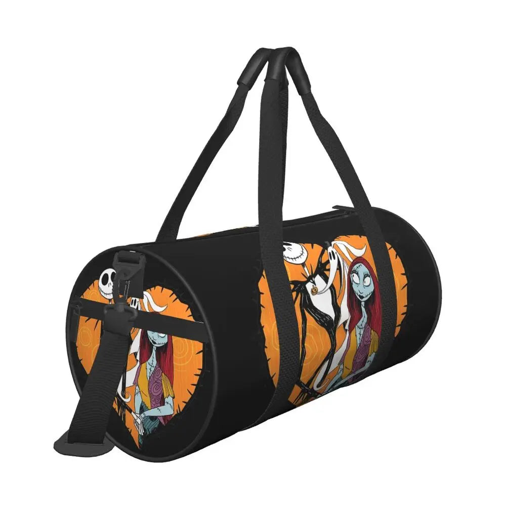 Sac fourre-tout de plage personnalisé Jack Skellington pour femmes, squelette vivant, grand compartiment, sacs de voyage pour salle de sport et plage