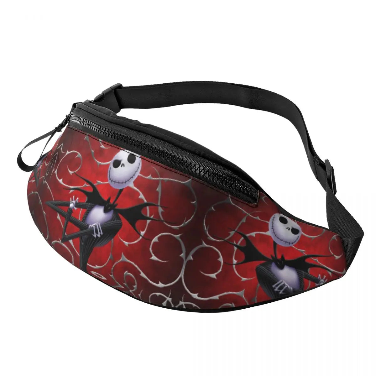 Sac Banane Personnalisé L'Étrange Noël de Monsieur Jack, Sacoche à Bandoulière pour Voyage, Randonnée, Téléphone, Poudres d'Argent