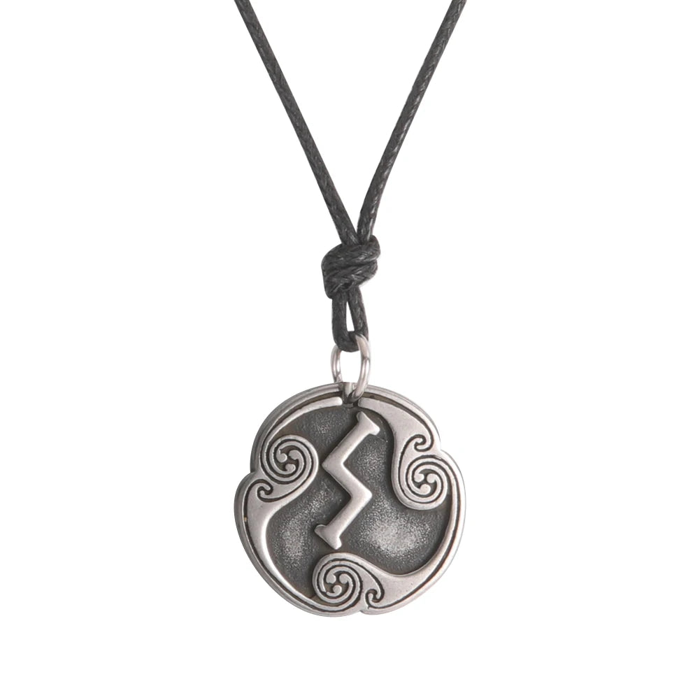 EUEAVAN rétro mystérieux Runes collier Viking bijoux corde chaîne réglable colliers en acier inoxydable pendentif amulette bijoux
