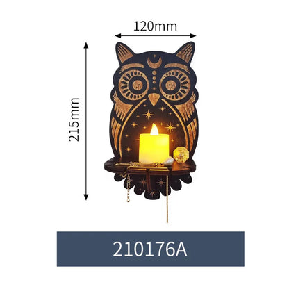 Présentoir Mural en Bois pour Décoration Artisanale Carquée, Support de Chandelle, Décor de Théâtre, Animaux Enracinés, Chat, Rangement en Clip T1
