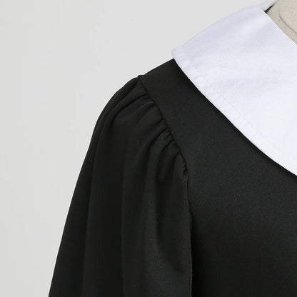 Robe de Soirée Noire pour Fille, Tenue Éducative pour Halloween, Addams, Cosplay, Gothique, Carnaval, Enfant