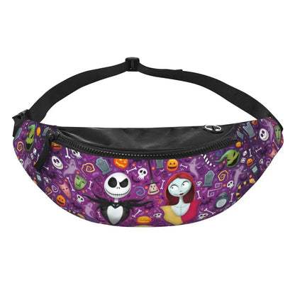 Sac Banane Personnalisé L'Étrange Noël de Monsieur Jack, Sacoche à Bandoulière pour Voyage, Randonnée, Téléphone, Poudres d'Argent