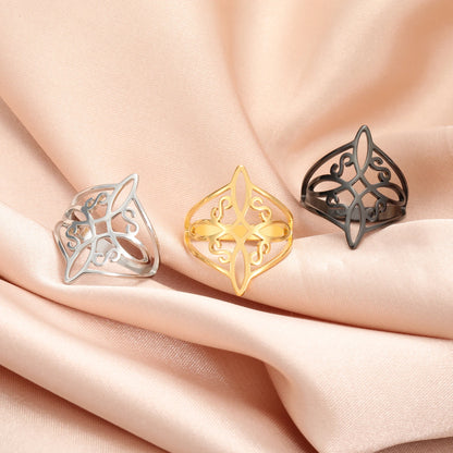 LIKGREAT bague noeud de sorcière pour femmes hommes creux en acier inoxydable bagues celtique Vintage amulette Protection Couple bijoux cadeaux