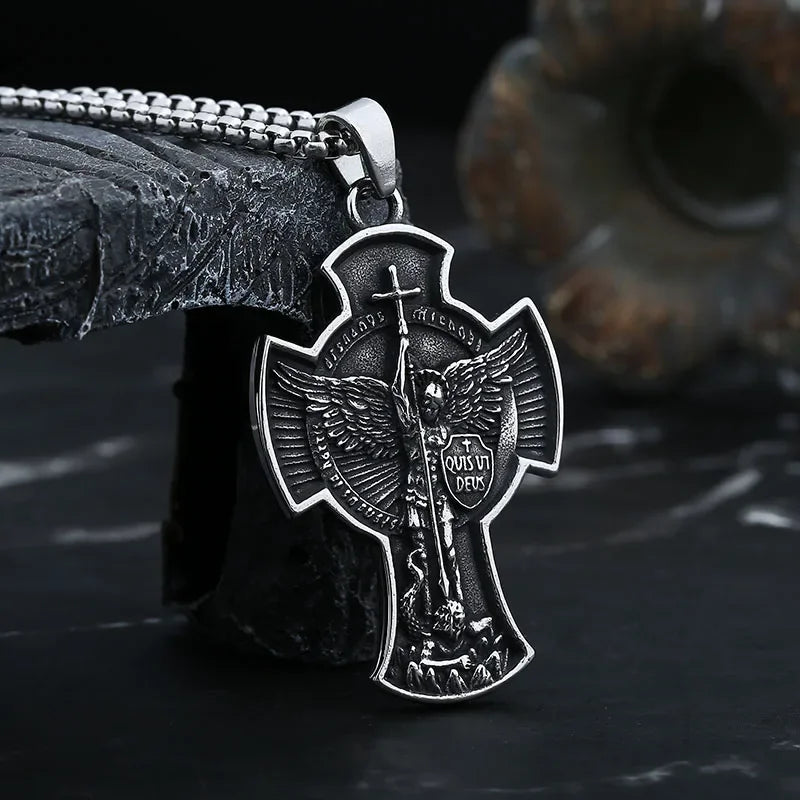 SION L-Collier pendentif Saint Michel en acier inoxydable pour homme et femme, tour de cou vintage, cadeau porte-bonheur, livraison directe, nouveau, 2021