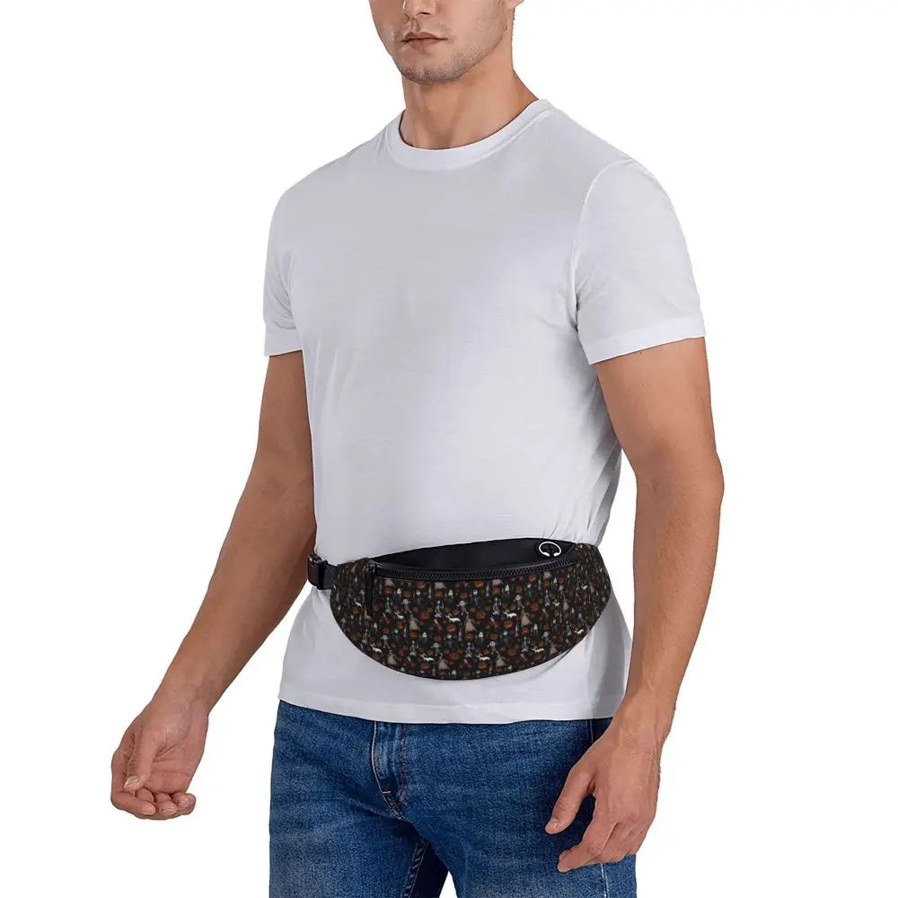 Sac Banane Personnalisé L'Étrange Noël de Monsieur Jack, Sacoche à Bandoulière pour Voyage, Randonnée, Téléphone, Poudres d'Argent