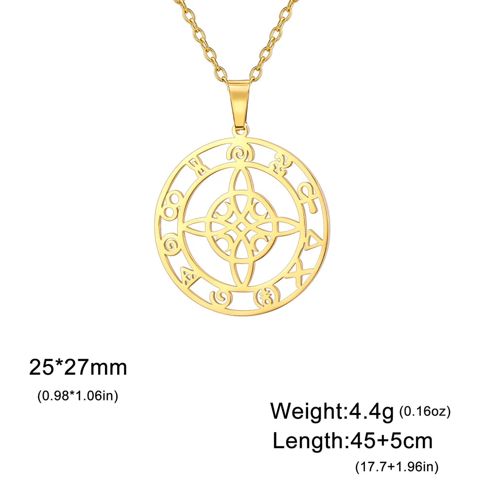 Dawapara-Collier à Nministériels d de Sorcière en Acier Inoxydable pour Femme, Amulette de Protection, Bijoux Wiccan