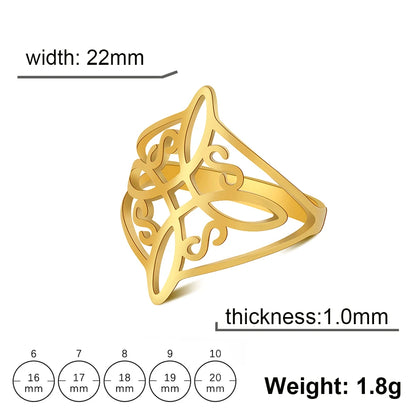 LIKGREAT bague noeud de sorcière pour femmes hommes creux en acier inoxydable bagues celtique Vintage amulette Protection Couple bijoux cadeaux