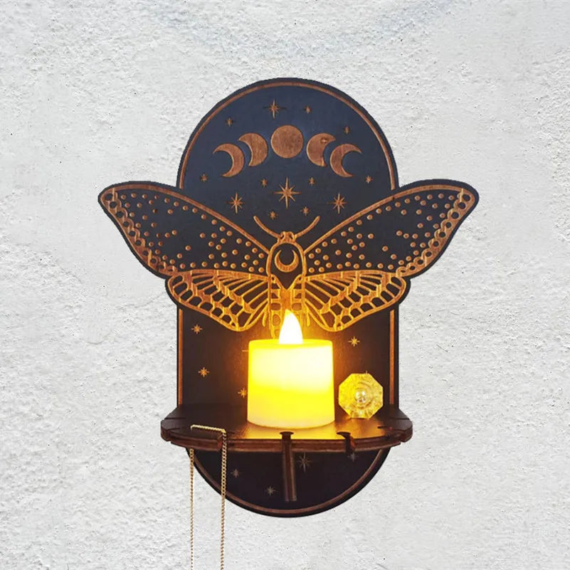 Présentoir Mural en Bois pour Décoration Artisanale Carquée, Support de Chandelle, Décor de Théâtre, Animaux Enracinés, Chat, Rangement en Clip T1