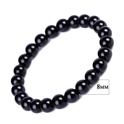 Bracelets bouddhistes tibétains en obsidienne noire pour hommes et femmes, amulette de bénédiction de prière, porte-bonheur, bijoux de médition, 4/6/8/10/12/14/16/18mm