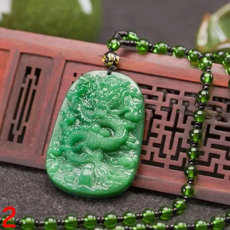 Pendentif classique en Agate chinoise verte naturelle, collier en Jade, bijoux de charme à la mode, amulette porte-bonheur sculptée, cadeaux pour femmes et hommes