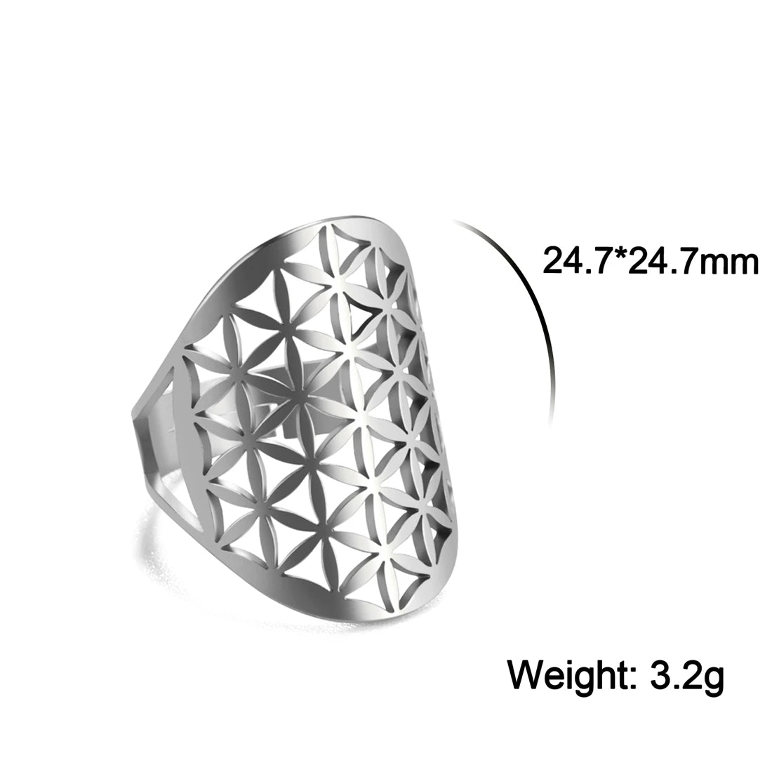 EUEAVAN – bague fleur de vie en acier inoxydable, géométrie sacrée archange Metatron, amulette réglable, bijoux cadeau, vente en gros