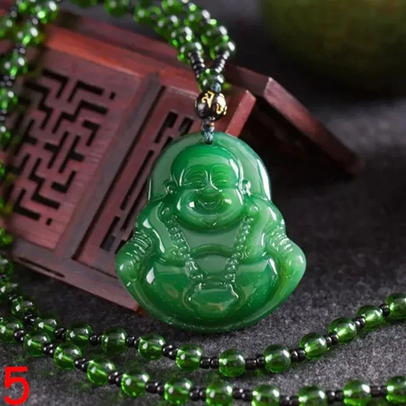 Pendentif classique en Agate chinoise verte naturelle, collier en Jade, bijoux de charme à la mode, amulette porte-bonheur sculptée, cadeaux pour femmes et hommes