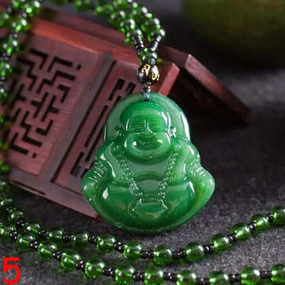 Pendentif classique en Agate chinoise verte naturelle, collier en Jade, bijoux de charme à la mode, amulette porte-bonheur sculptée, cadeaux pour femmes et hommes