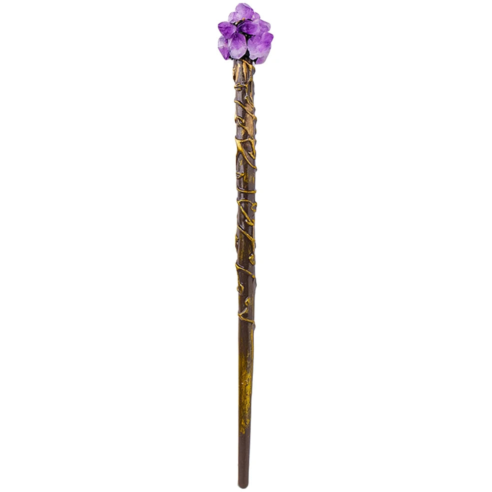 Bâton Magique de Sorcière, Quartz, Clip Naturel, Sceptre, Outil Rituel de Dégradation, Ornement d'Autel, Accessoire d'Halloween, Cadeau de Bijoux Fait à la Main, 1 Pièce