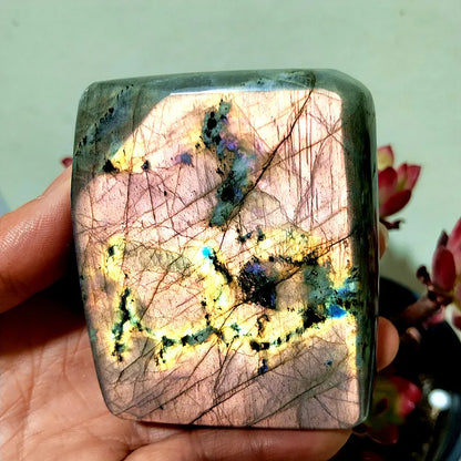 Pierre naturelle bleu jaune Labradorite cristal forme libre méditation sorcellerie Reiki guérison coeur Feng Shui cristal décor de chambre