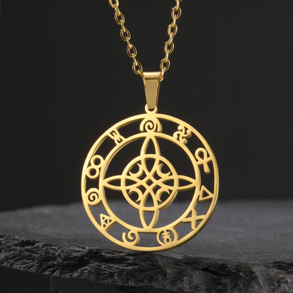 Dawapara-Collier à Nministériels d de Sorcière en Acier Inoxydable pour Femme, Amulette de Protection, Bijoux Wiccan