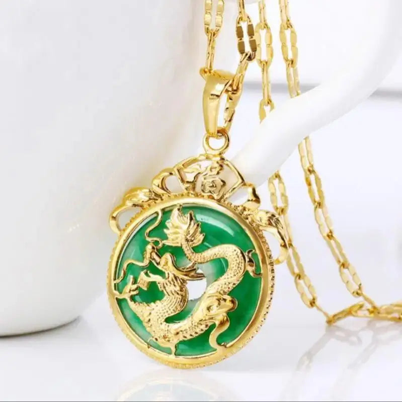Collier de dragon vert personnalisé pour hommes et femmes, amulette porte-bonheur, accessoires de bijoux, diversifier, dominateur de bon augure