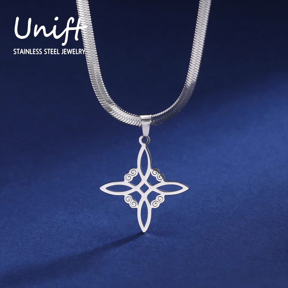 Collier Vintage avec nœud de sorcière pour femmes, pendentif porte-bonheur, amulette de Protection des celtiques irlandais, en acier inoxydable, bijoux Wicca, cadeau