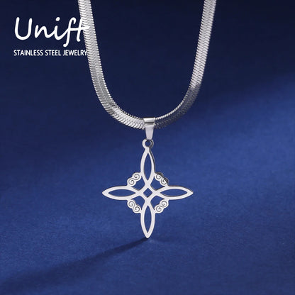 Collier Vintage avec nœud de sorcière pour femmes, pendentif porte-bonheur, amulette de Protection des celtiques irlandais, en acier inoxydable, bijoux Wicca, cadeau