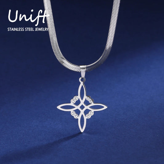 Collier Vintage avec nœud de sorcière pour femmes, pendentif porte-bonheur, amulette de Protection des celtiques irlandais, en acier inoxydable, bijoux Wicca, cadeau