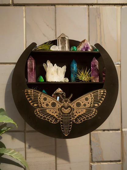 Étagère murale flottante à 3 niveaux, serpent noir, papillon, présentoir en cristal, support de rangement, rebord adapté au placement de bougies en pierre, 1 pièce