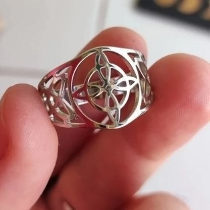 LIKGREAT bague noeud de sorcière pour femmes hommes creux en acier inoxydable bagues celtique Vintage amulette Protection Couple bijoux cadeaux