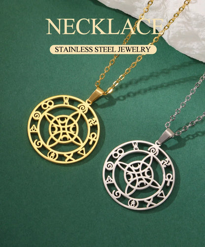 Dawapara-Collier à Nministériels d de Sorcière en Acier Inoxydable pour Femme, Amulette de Protection, Bijoux Wiccan
