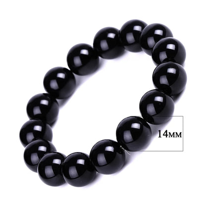 Bracelets bouddhistes tibétains en obsidienne noire pour hommes et femmes, amulette de bénédiction de prière, porte-bonheur, bijoux de médition, 4/6/8/10/12/14/16/18mm