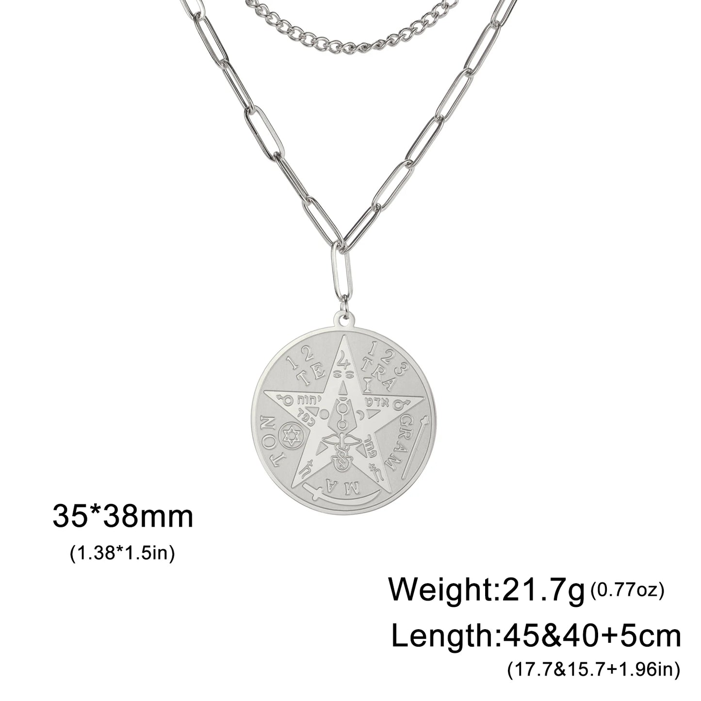 LIKGREAT-Collier pendentif pentagramme, bijoux en acier inoxydable, nom de Dieu, protection du pentacle, amulette porte-bonheur, cadeau