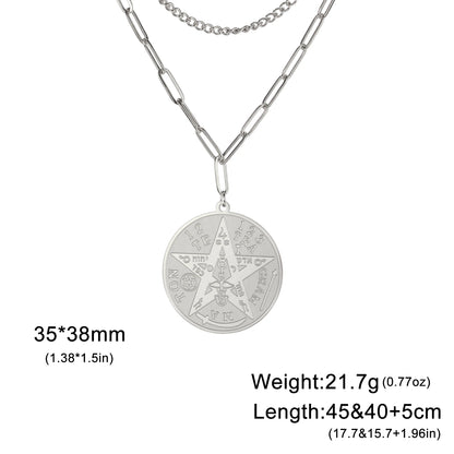LIKGREAT-Collier pendentif pentagramme, bijoux en acier inoxydable, nom de Dieu, protection du pentacle, amulette porte-bonheur, cadeau