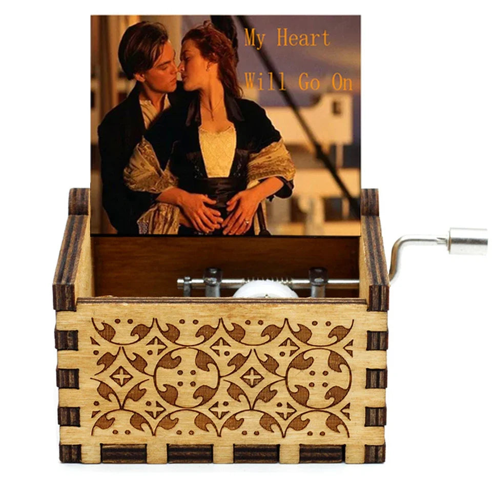 Boîte à musique en bois sculpté antique, manivelle, joyeux Halloween, vous êtes ma Dominique, décor d'Halloween, Noël, cadeau d'anniversaire