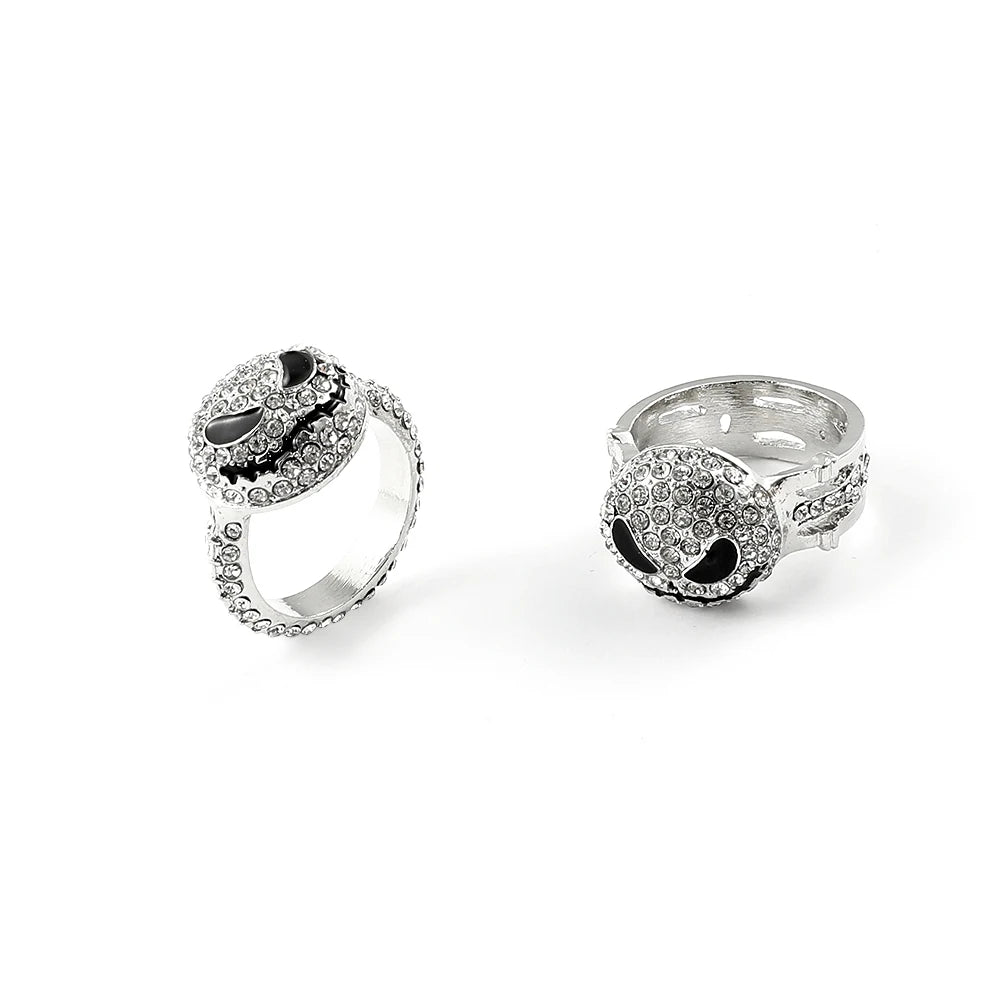 Disney-Jack Skellington Crystal Rings, L'Étrange Noël de monsieur Jack, Bijoux fantaisie, Accessoires hip hop, Bijoux pour femmes et hommes