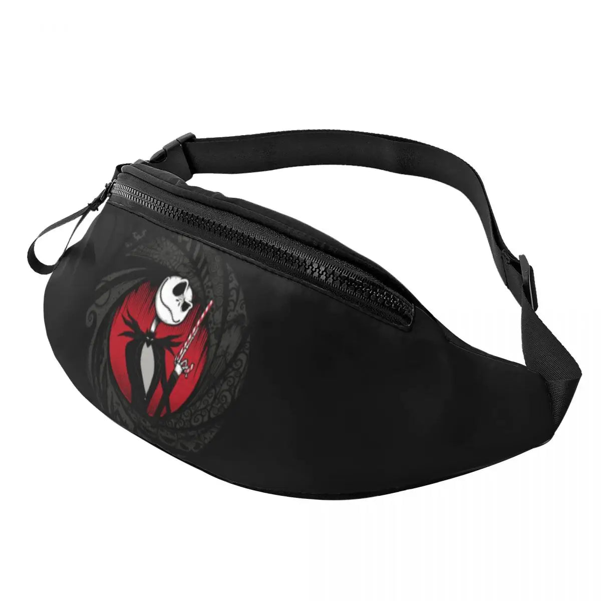 Sac Banane Personnalisé L'Étrange Noël de Monsieur Jack, Sacoche à Bandoulière pour Voyage, Randonnée, Téléphone, Poudres d'Argent