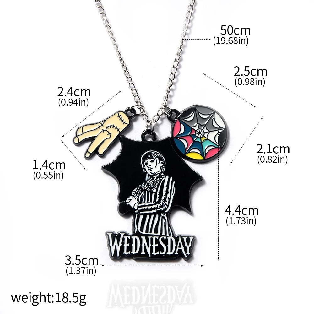 Bracelet de perles de fenêtre arc-en-ciel mercredi Addams, pendentif chose à main, bijoux gothiques pour femmes, accessoires cadeau