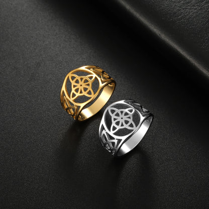 LIKGREAT bague noeud de sorcière pour femmes hommes creux en acier inoxydable bagues celtique Vintage amulette Protection Couple bijoux cadeaux