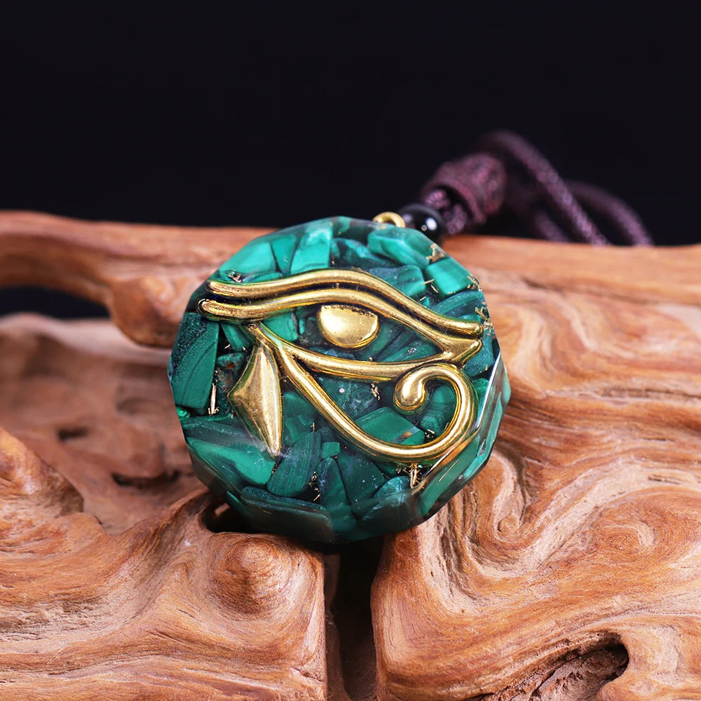 Oeil de Ra Horus Orgonite pendentif obsidienne Reiki Quartz Reiki cristal de guérison collier d'énergie réglable égyptien ancien