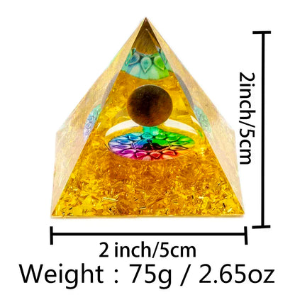 Pyramide de générateur d'énergie en cristal naturel, péridot, améthyste, Reiki, Chakra de guérison, pyramide en résine, décor égyptien, décoration de salle, 1 pièce