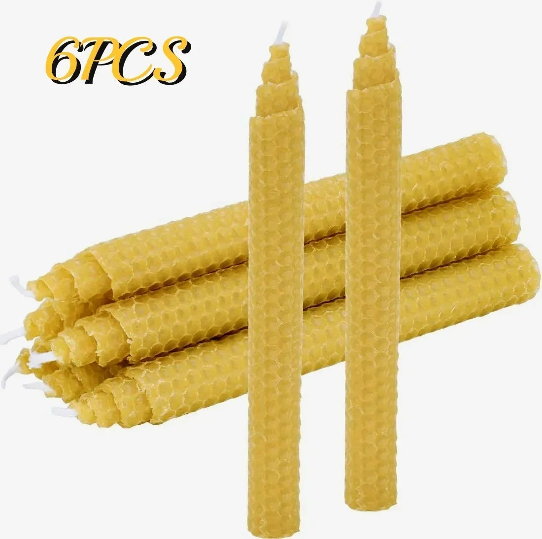 Bougies coniques en cire d'abeille, rouleaux à la main, Design en nid d'abeille, bougies en cire d'abeille sans fumée pour fête, rencontres, décoration de Table à dîner à domicile