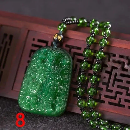 Pendentif classique en Agate chinoise verte naturelle, collier en Jade, bijoux de charme à la mode, amulette porte-bonheur sculptée, cadeaux pour femmes et hommes