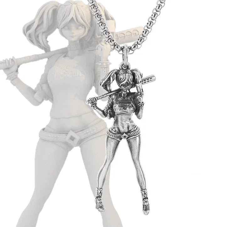 Collier pendentif tête de mort gothique Nina ifixion pour homme, punk vintage, bondage, démon, motard, rock, exorciste, bijoux, cadeau d'Halloween