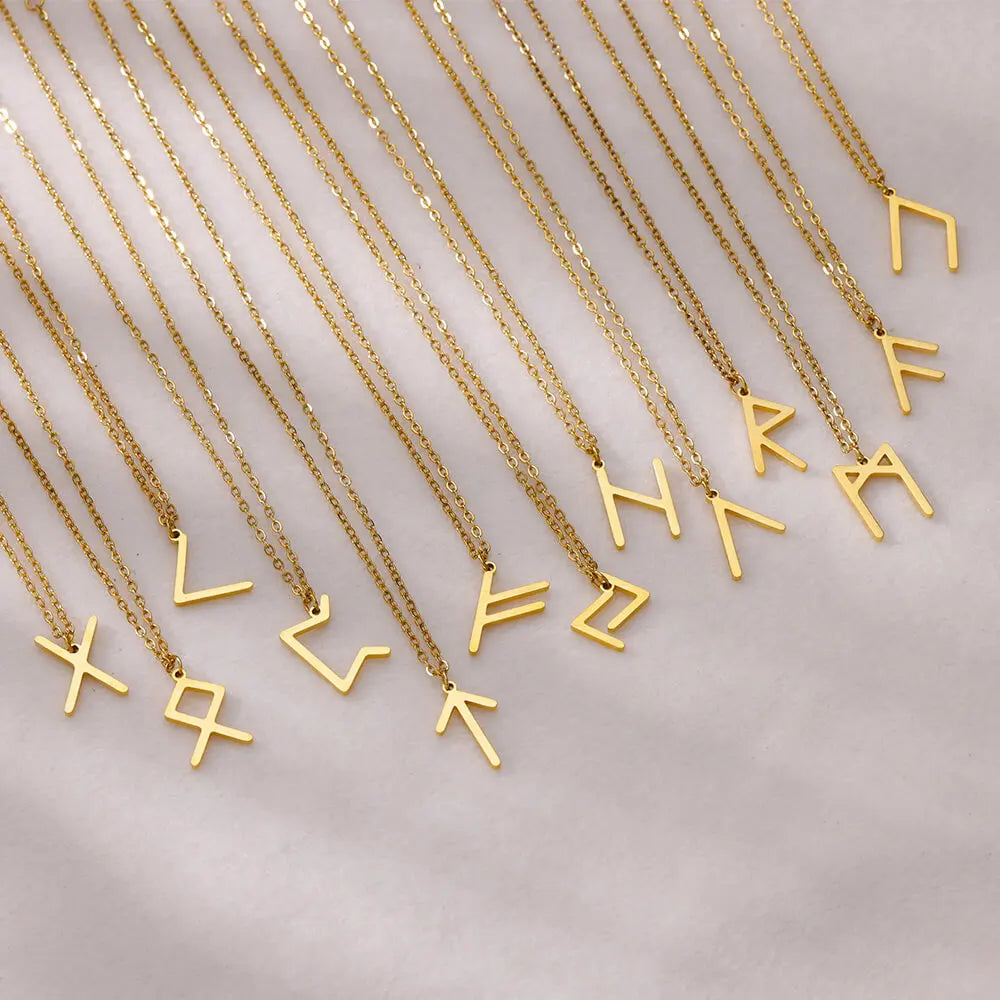 Vikings Rune pendentif collier en acier inoxydable pour femmes raffiné nordique runique pendentifs accessoires bijoux cadeau