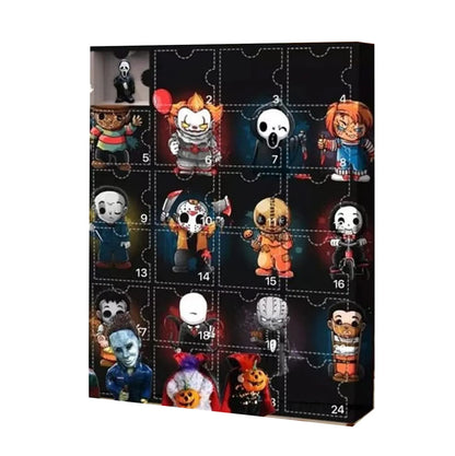 Calendrier de l'Avent avec Figurines d'Horreur d'Halloween, Compte à Rebours avec Jouets Surprises, Contient 24 Cadeaux