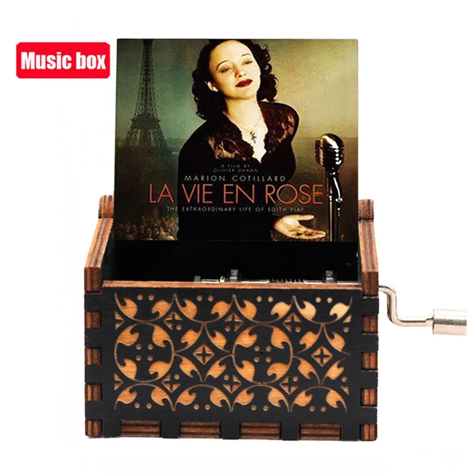 Boîte à musique en bois sculpté antique, manivelle, joyeux Halloween, vous êtes ma Dominique, décor d'Halloween, Noël, cadeau d'anniversaire