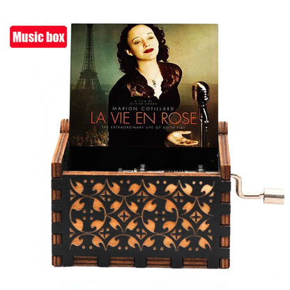 Boîte à musique en bois sculpté antique, manivelle, joyeux Halloween, vous êtes ma Dominique, décor d'Halloween, Noël, cadeau d'anniversaire