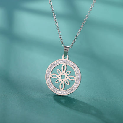 Skyrim Collier Nministériels d Sorcière en Acier Inoxydable, Pendentif Rond, Amulette Wicca, Bijoux Cadeau d'Anniversaire