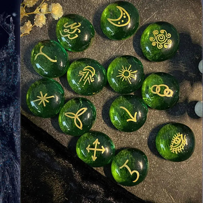 Rune Coal Set avec Runes Plepour débutants, verre, sorcières, velours, proximité, sac à cordes pour la guérison