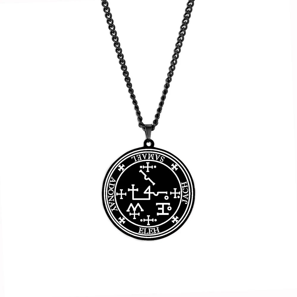 Arcange MICHAEL GABRIEL RAPHAEL URIEL SAMAEL sceau amulette Talisman Sigil d'angélique en acier inoxydable noir pendentif collier