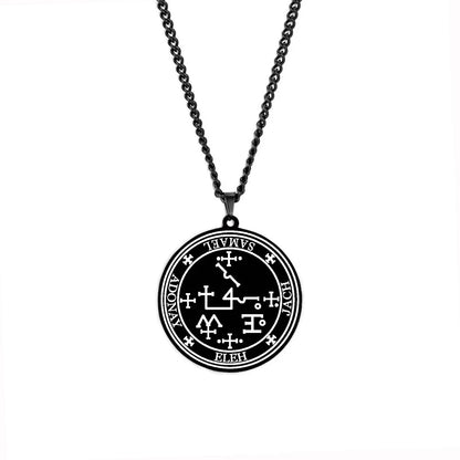 Arcange MICHAEL GABRIEL RAPHAEL URIEL SAMAEL sceau amulette Talisman Sigil d'angélique en acier inoxydable noir pendentif collier