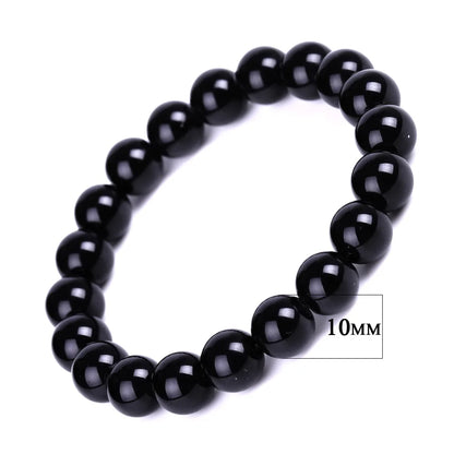 Bracelets bouddhistes tibétains en obsidienne noire pour hommes et femmes, amulette de bénédiction de prière, porte-bonheur, bijoux de médition, 4/6/8/10/12/14/16/18mm