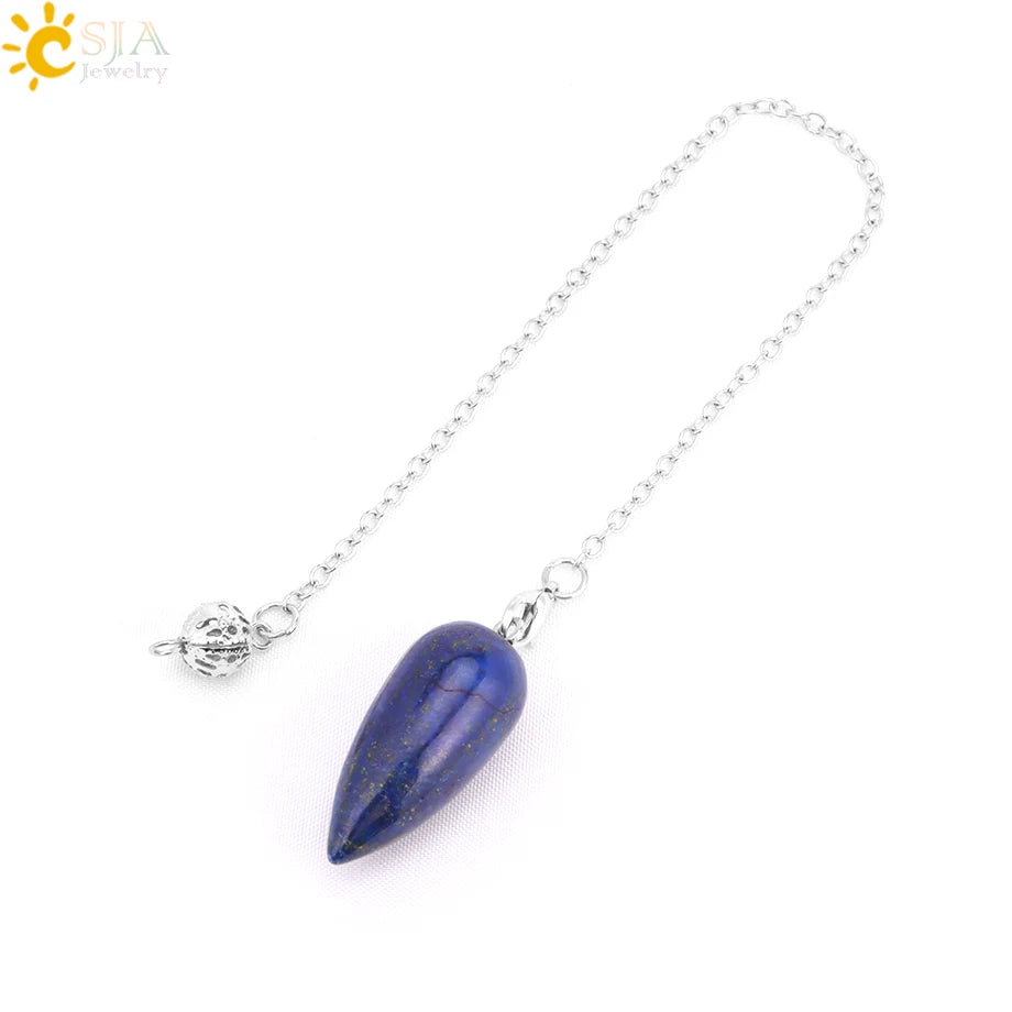 Pendule en Pierre Naturelle, Pendentif en Clip Turquoise, Goutte d'Eau de Guérison, Synchronisation, Radiesthésie, Reiki, T041